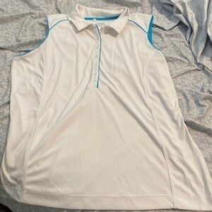 SLAZENGER sleeveless golf mid button up blue and white collard shirt XL